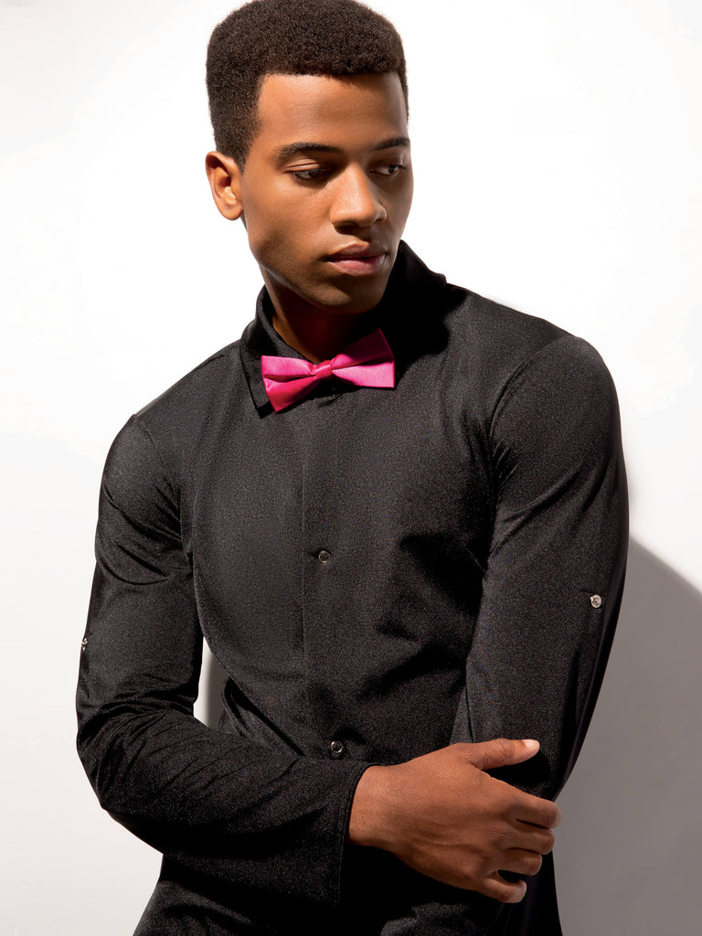 black dress shirt with pink bow tie Wedding Black Dress Shirt Pink Tie Hot Pink Suit With Black Shirt Pink Bow Tie Black
